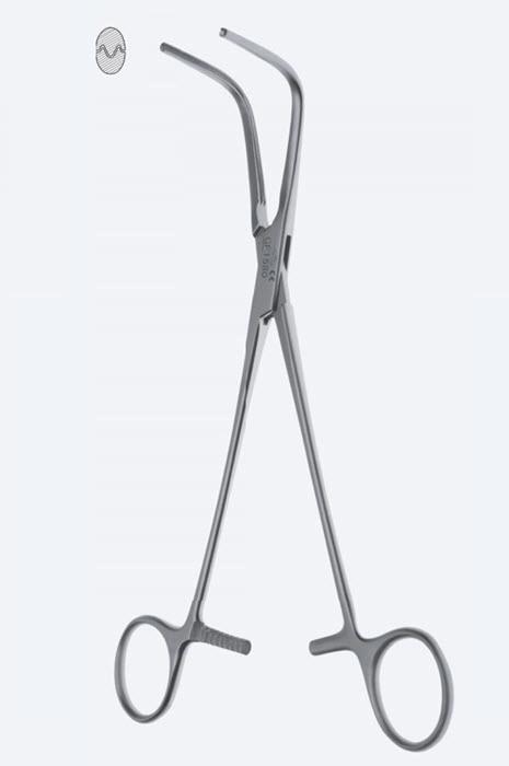 Зажими De Bakey-Mc Cuigg Mixter, дисекційні та лігатурні, зубці "De Bakey", вигнуті, з кремальєрою, довжина 210 мм. Бренд - Asanus Medizintechnik Gmb, Німеччина